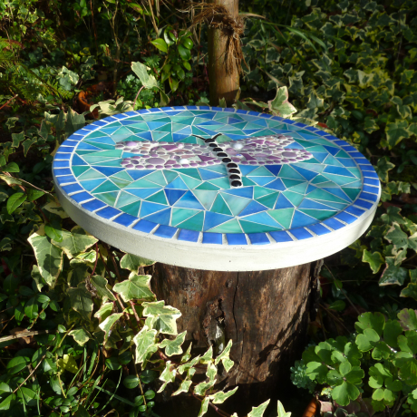 Mosaik  Garten Trittstein Dekostein rund Libelle