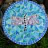 Mosaik  Garten Trittstein Dekostein rund Libelle
