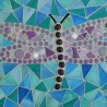 Mosaik  Garten Trittstein Dekostein rund Libelle