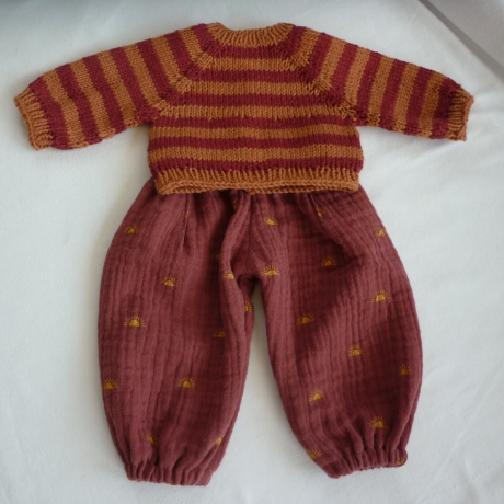 Strickpullover aus Baumwollgarn, Puppengröße bis 40 cm