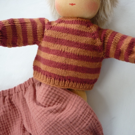 Strickpullover aus Baumwollgarn, Puppengröße bis 40 cm