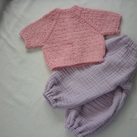 Strickpullover aus Baumwollgarn, Puppengröße bis 43 cm