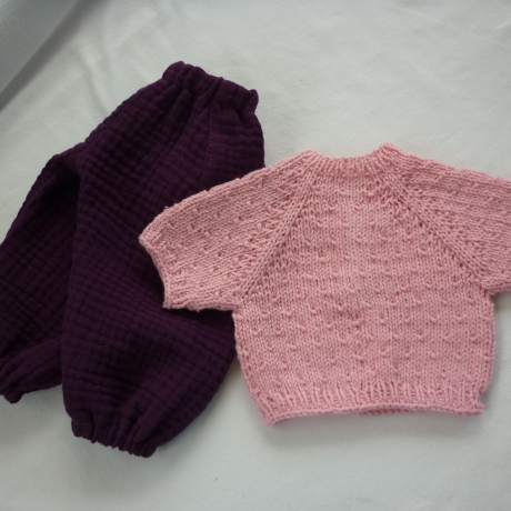 Strickpullover aus Baumwollgarn, Puppengröße bis 43 cm