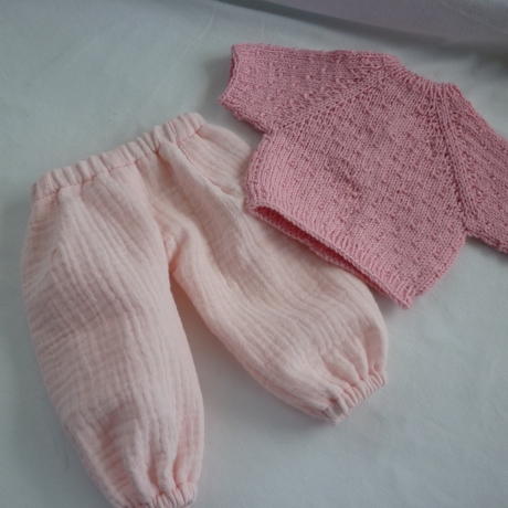 Strickpullover aus Baumwollgarn, Puppengröße bis 43 cm