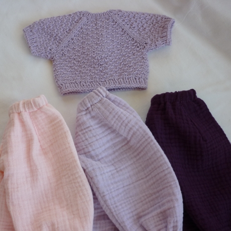 Strickpullover aus Baumwollgarn, Puppengröße bis 40 cm