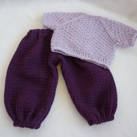 Strickpullover aus Baumwollgarn, Puppengröße bis 40 cm