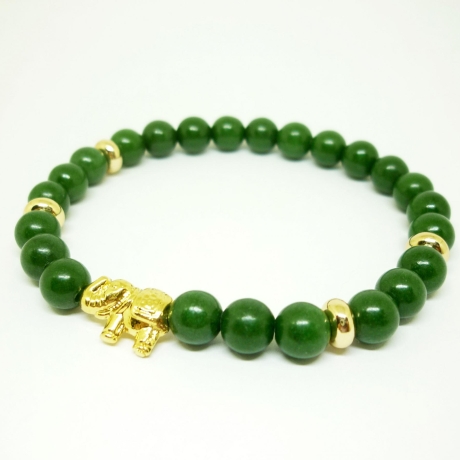 Jade-Armband mit vergoldetem Elefanten