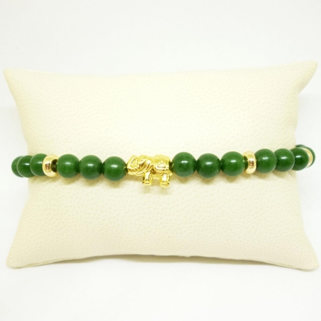 Jade-Armband mit vergoldetem Elefanten