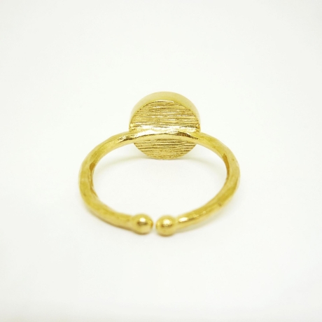 Aquamarin-Quarz-Cabochon-Ring, vergoldet