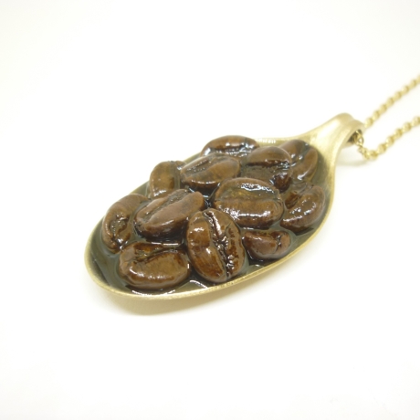 Kaffee-Löffel-Halskette, Kette für Kaffeeliebhaber, vergoldet