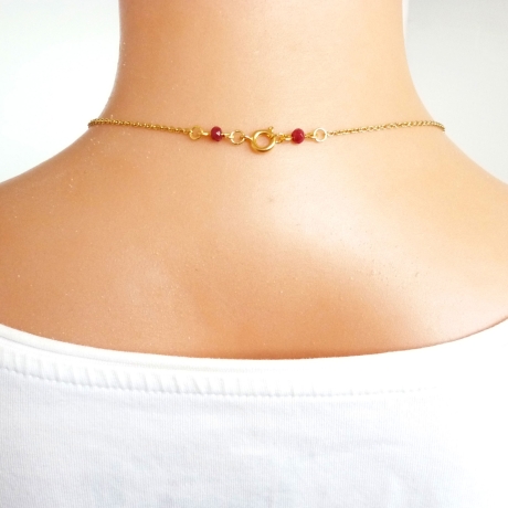 Rubin Halskette, vergoldet, Geschenkidee