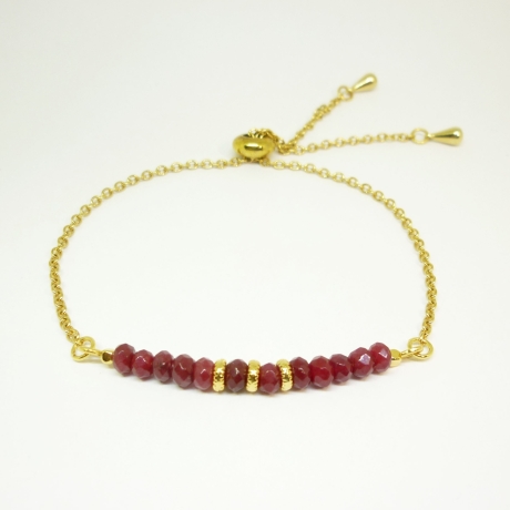 Rubin Armband, vergoldet, längenverstellbar