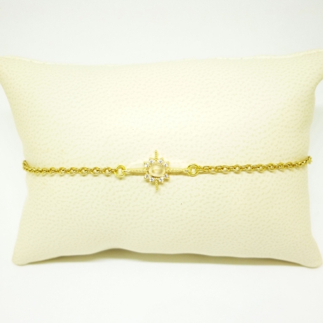 Stern Armband mit Zirkonia und Bergkristall, vergoldet