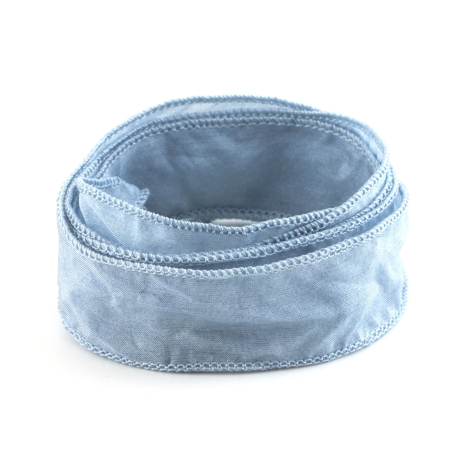 Handgefertigtes Habotai-Seidenband Eisblau 1m Schmuckband