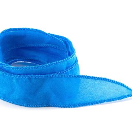 Handgefertigtes Habotai-Seidenband Kornblumenblau 1m Schmuckband