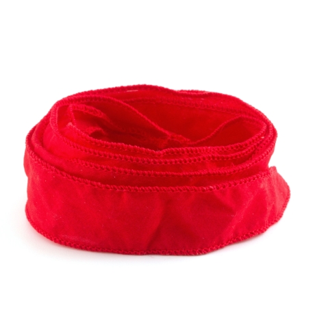 Handgefertigtes Habotai-Seidenband Weihnachtsrot 1m Schmuckband