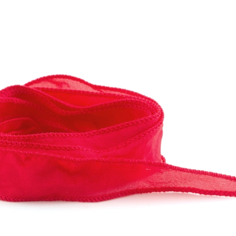 Handgefertigtes Habotai-Seidenband Rot 1m Schmuckband
