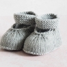 graue Babyschuhe, mit Riemchen, 0-3 Monate, gestrickt, aus Wolle