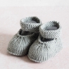 graue Babyschuhe, mit Riemchen, 0-3 Monate, gestrickt, aus Wolle