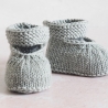 graue Babyschuhe, mit Riemchen, 0-3 Monate, gestrickt, aus Wolle