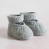 graue Babyschuhe, mit Riemchen, 0-3 Monate, gestrickt, aus Wolle