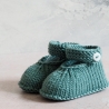Babyschuhe mit Riemchen und Knopf, smaragdfarben,  0-3 Monate