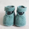 Babyschuhe mit Riemchen und Knopf, smaragdfarben,  0-3 Monate