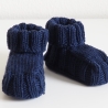 dunkelblaue Babyschuhe, Größe 0-3 Monate, Booties, aus Wolle