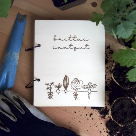 Personaliserter Saatgut-Ordner aus Holz – für Selbstversorger