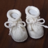 weiße Taufschuhe, 0-3 Monate, gestrickte Babyschuhe, reine Wolle