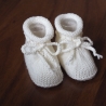 weiße Taufschuhe, 4-9 Monate, gestrickte Babyschuhe, reine Wolle