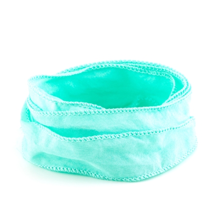Handgefertigtes Habotai-Seidenband Pastell Mint 1m Schmuckband