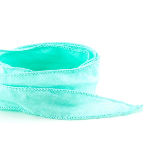 Handgefertigtes Habotai-Seidenband Pastell Mint 1m Schmuckband