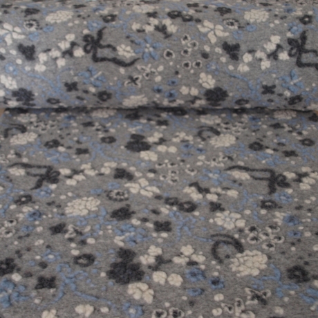 Musterwalk Kochwolle ital.Walkstoff mit erhabenem Muster Walklode