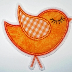 Aufnäher  Vögelchen - Piepmatz  orange/meliert/K Appli