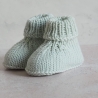 Babyschuhe in zartem Lindgrün, 0-3 Monate, gestrickt, aus Wolle