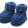 dunkelblaue Babyschuhe aus Wolle gestrickt 0-3 Monate