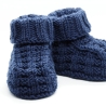 dunkelblaue Babyschuhe aus Wolle gestrickt 0-3 Monate