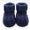 dunkelblaue Babyschuhe aus Wolle gestrickt 0-3 Monate