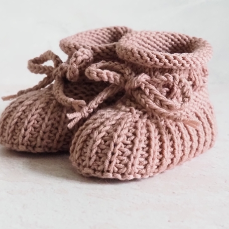 altrosa Babyschuhe, 0-3 Monate, gestrickt, aus Wolle Patentmuster