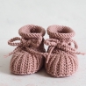 altrosa Babyschuhe, 0-3 Monate, gestrickt, aus Wolle Patentmuster