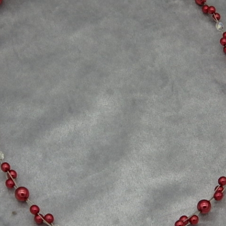 Halskette Damen Trachtenkette rot weinrot Herz weiß transparent