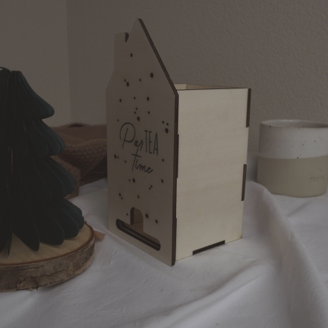 Teehaus aus Holz – Tee Adventskalender, Geschenk für Teeliebhaber