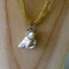 Halskette mit Perlmuttanhänger, weiß silber, 40 + 4 cm