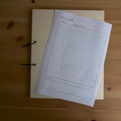 Rezeptordner aus Holz DIN A4, personalisierbares Koch- & Backbuch