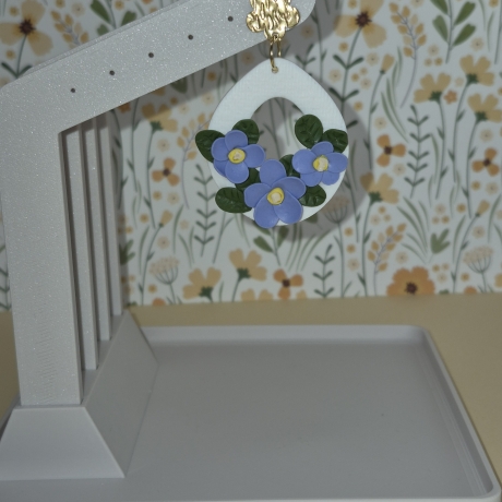 Florale Vergissmeinnicht Ohrringe aus Polymer Clay - Handarbeit