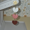Herz-Ohrringe aus Polymer Clay – Dangle-Ohrringe in Ros aRot|Weiß