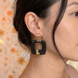 Edle Statement-Ohrringe in Schwarz & Gold–Handgefertigte Unikate