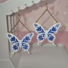 Bezaubernde Schmetterlings-Ohrringe –Blau-Weißes Porzellan-Design