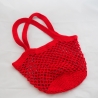 Häkeltasche Einkaufsnetz in rot aus Baumwolle mit Schulterriemen